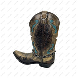 BOT230910-15-BLUE            19'' Silver metal with blue OVAL turquoise stone Boot chain