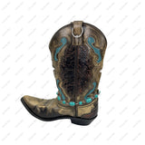 BOT230910-15-BLUE            19'' Silver metal with blue OVAL turquoise stone Boot chain