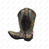 BOT230910-15-BLUE            19'' Silver metal with blue OVAL turquoise stone Boot chain