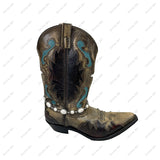 BOT230910-15-BLUE            19'' Silver metal with blue OVAL turquoise stone Boot chain