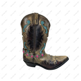 BOT230910-17-BLUE                19'' Silver metal with blue oval turquoise stone Boot chain