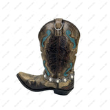 BOT230910-17-BLUE                19'' Silver metal with blue oval turquoise stone Boot chain