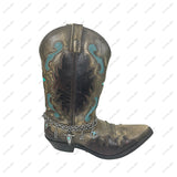 BOT251230-01                Silver metal chain with blue turquoise stone western style Boot chain