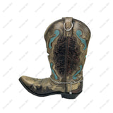 BOT251230-02             Silver metal chain with blue turquoise stone western style Boot chain
