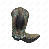 BOT251230-02             Silver metal chain with blue turquoise stone western style Boot chain