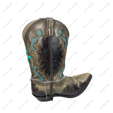 BOT251230-03             Silver metal chain with blue turquoise stone western style Boot chain