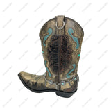 BOT251230-03             Silver metal chain with blue turquoise stone western style Boot chain