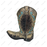 BOT251230-04            Silver metal chain with blue turquoise stone western style Boot chain