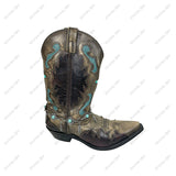 BOT251230-04            Silver metal chain with blue turquoise stone western style Boot chain