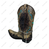 BOT260425-02               Silver metal with black crystal beads Boot chain