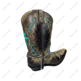 BOT260425-05              Silver metal with flag color crystal beads Boot chain