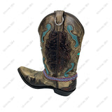 BOT260425-05              Silver metal with flag color crystal beads Boot chain