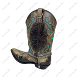 BOT260425-06                Silver metal with brown color crystal beads Boot chain