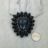 BPD240530-01- BLUE                                Silver metal with blue turquoise stone flower concho wild slider