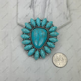 BPD240530-01- BLUE                                Silver metal with blue turquoise stone flower concho wild slider