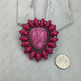 BPD240530-01- BLUE                                Silver metal with blue turquoise stone flower concho wild slider