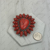 BPD240530-01-GREEN                           Silver metal with green turquoise stone flower concho wild slider