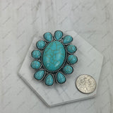 BPD240530-03-BLUE                           Silver metal with blue turquoise stone oval wild slide