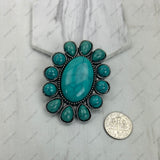 BPD240530-03-BLUE                           Silver metal with blue turquoise stone oval wild slide