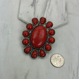 BPD240530-03-BLUE                           Silver metal with blue turquoise stone oval wild slide