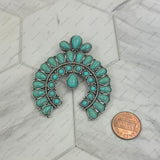 BPD250530-01-BLUE            Silver metal with blue turquoise stone squash blossom wild rag slide