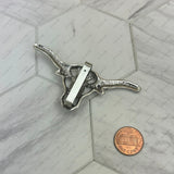 BPD250530-02          Silver metal longhorn wild rag slide