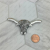 BPD250530-02          Silver metal longhorn wild rag slide
