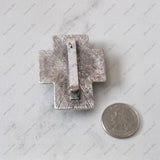 BPD250530-04-BLUE           55x45mm blue turquoise cross with silver base wild rag slide