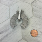 BPD250530-01-BLUE            Silver metal with blue turquoise stone squash blossom wild rag slide