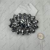 BPD251230-01-BLUE                           Silver metal with blue turquoise stone large oval Belt buckle
