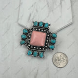 BPD251230-02-RED-BLUE                    Silver metal with red and blue turquoise stone cross western slider