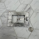 BPD251230-03-BLUE                             Silver metal with blue turquoise stone large rectangle Belt buckle