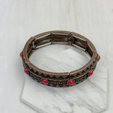 BR181015-02-RED                        Copper metal with red stone bracelet