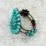 BR211230-01-BLUE-COOPER    Cooper with Blue turquoise stone Concho Cuff Bracelet