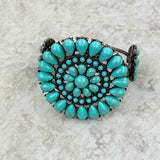 BR211230-01-BLUE-COOPER    Cooper with Blue turquoise stone Concho Cuff Bracelet