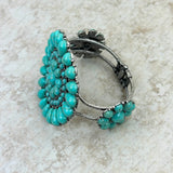 BR211230-01-BLUE-SILVER     Silver with Blue Turquoise stone Concho Cuff Bracelet