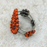 BR211230-01-ORANGE-SILVER    Silver with Orange stone Concho Cuff Bracelet