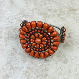 BR211230-01-ORANGE-SILVER    Silver with Orange stone Concho Cuff Bracelet