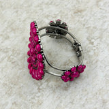 BR211230-01-PINK-SILVER    Silver with hot pink stone Concho Cuff Bracelet
