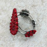 BR211230-01-RED-SILVER    Silver with red stone Concho Cuff Bracelet