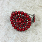 BR211230-01-RED-SILVER    Silver with red stone Concho Cuff Bracelet
