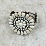 BR211230-01-WHITE-COOPER    Cooper with White stone Concho Cuff Bracelet