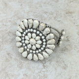 BR211230-01-WHITE-SILVER     Silver with White stone Concho Cuff Bracelet