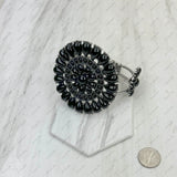BR211230-01SILVER-BLACK               Silver with black stone Concho Cuff Bracelet
