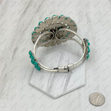 BR211230-01SILVER-GREEN                         Silver with green turquoise stone Concho Cuff Bracelet