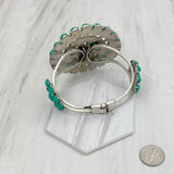 BR211230-01-SILVER-GREEN                          Silver with green turquoise stone Concho Cuff Bracelet