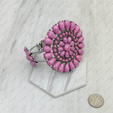 BR211230-01SILVER-LIGHT PINK                Silver with light pink stone Concho Cuff Bracelet