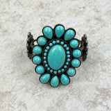 BR211230-02-BLUE-COOPER     Cooper with Blue Turquoise stone Concho Cuff Bracelet