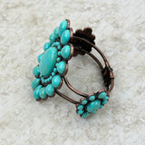 BR211230-02-BLUE-COOPER     Cooper with Blue Turquoise stone Concho Cuff Bracelet