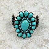 BR211230-02-BLUE-COOPER     Cooper with Blue Turquoise stone Concho Cuff Bracelet
